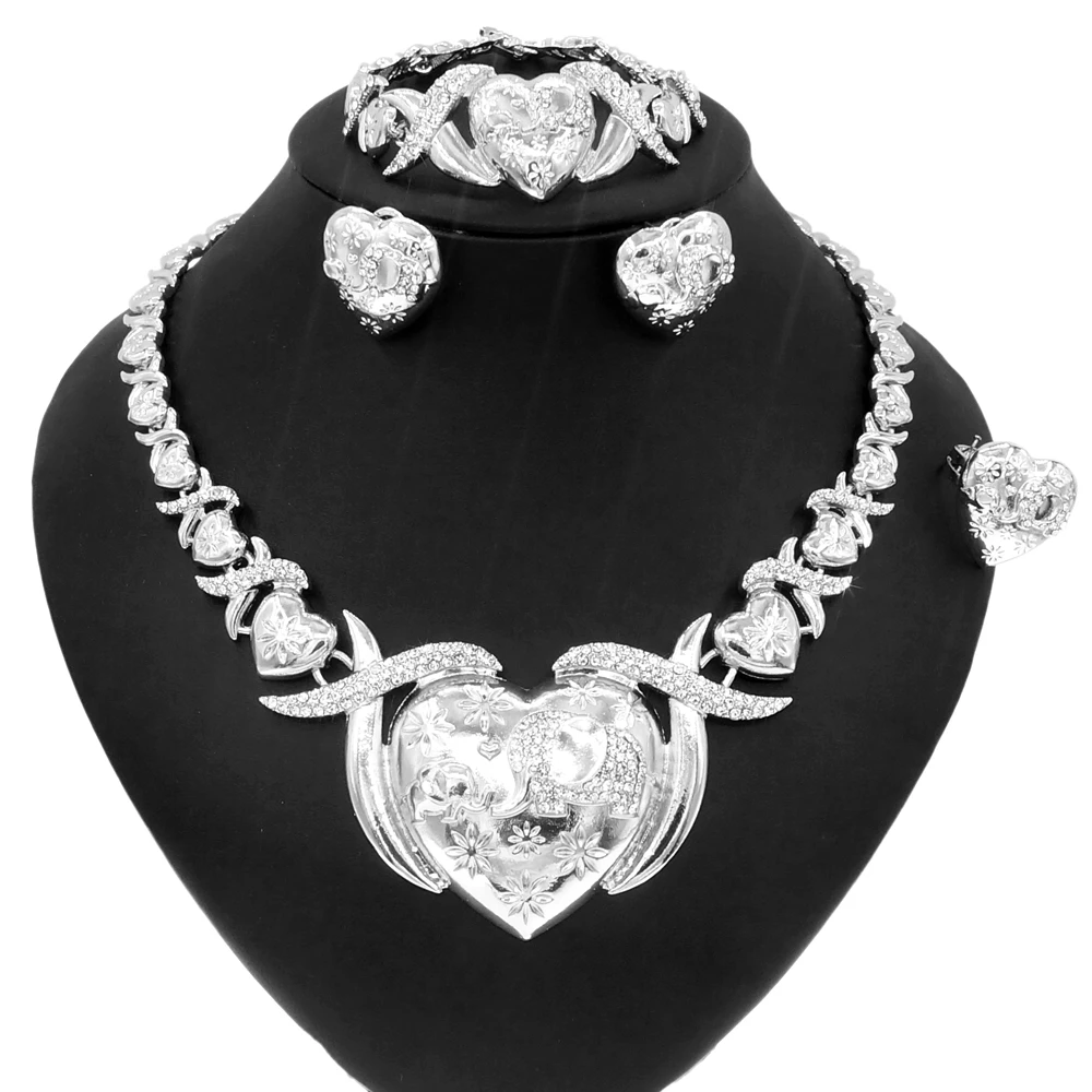 

Ювелирные наборы Yulaili Z0050 для невесты с очень большим сердцем, мамой XX I Love You, роскошные вечерние Ювелирные наборы серебряного цвета для женщ...