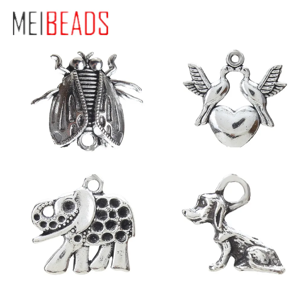 MEIBEADS 14 стильные креативные Подвески в виде животных из сплава для женщин