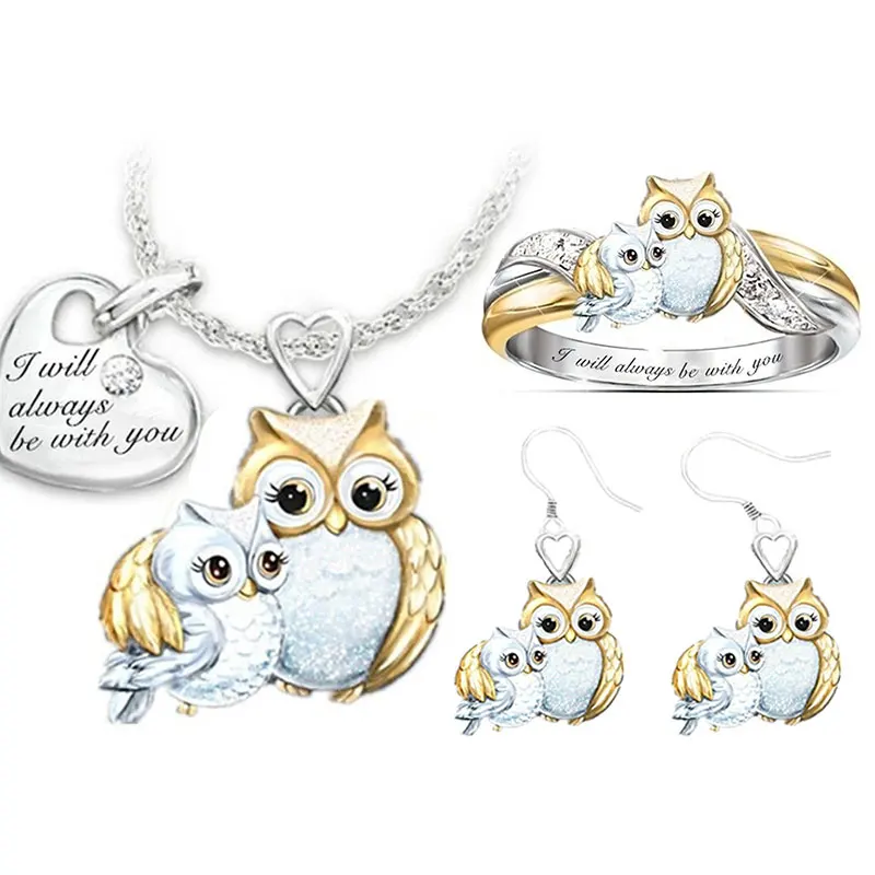 Модные Ювелирные наборы для мам и детей с изображением животных Совы женщин