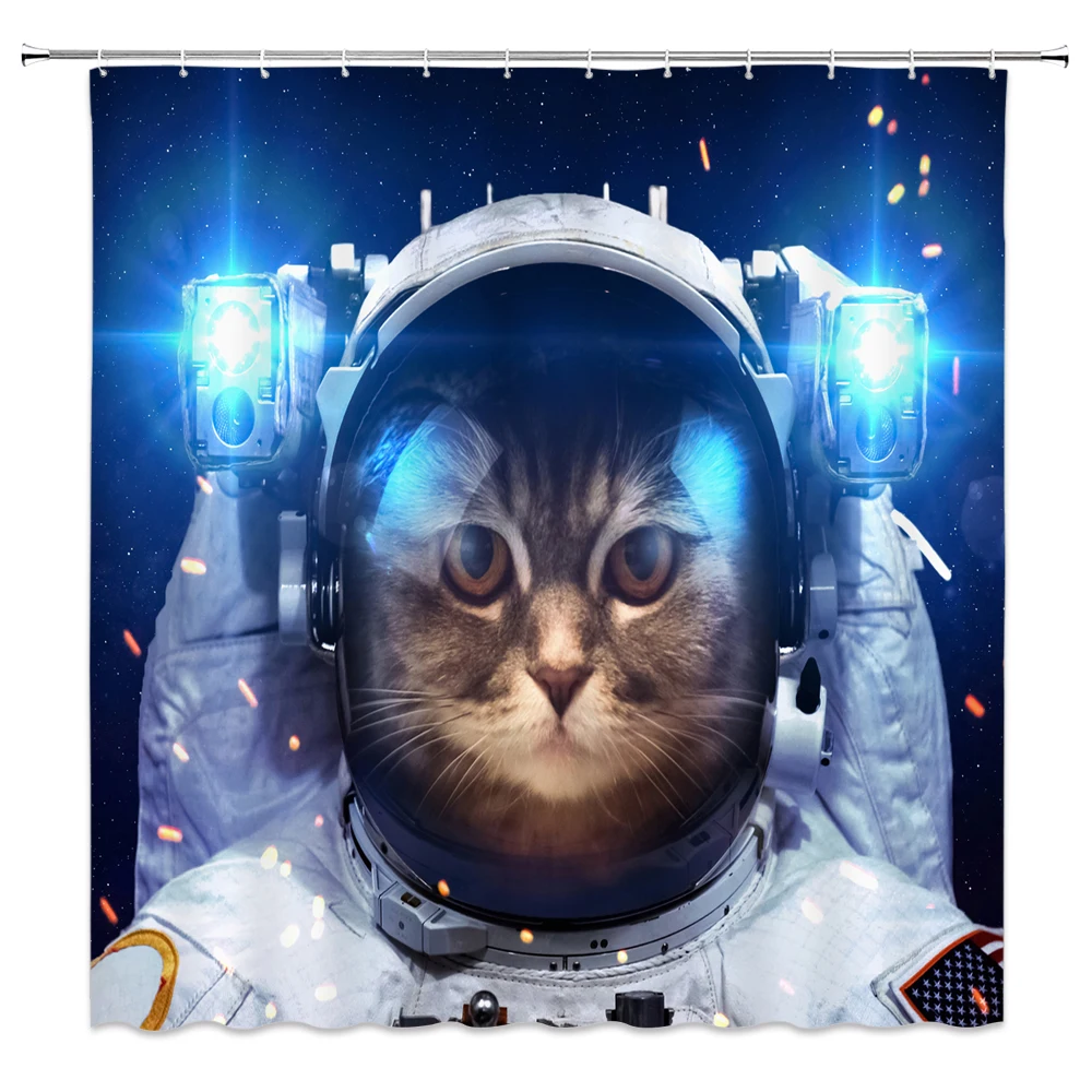 

Space Universe Astronaut Shower Curtain Bathroom Decoration Waterproof Polyester Cloth Starry Sky Shower Curtains Set Mat