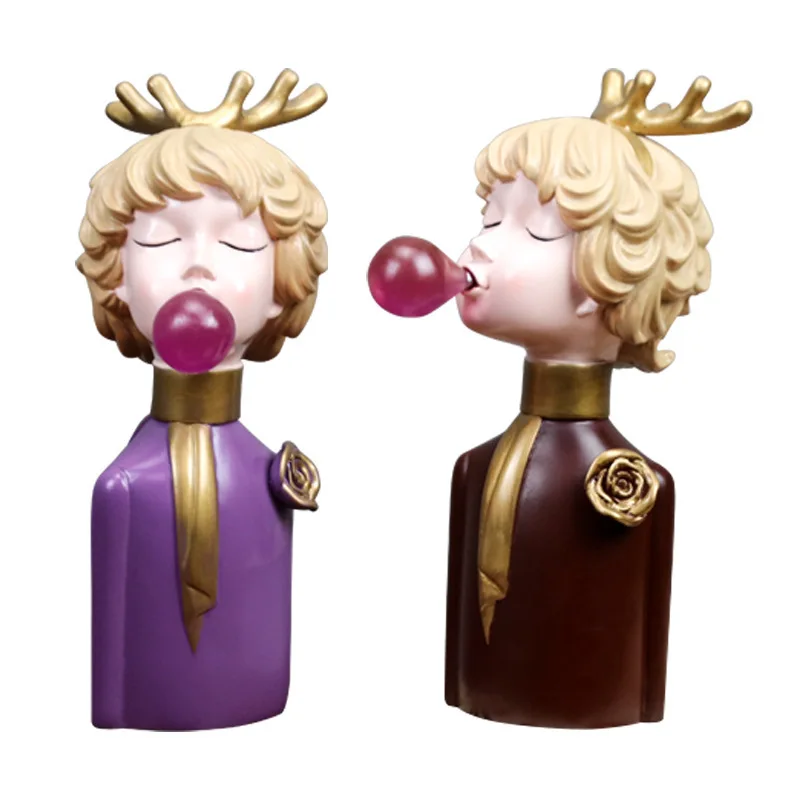 

Nordic Style Home Furnishings Crafts Model Living Room Modern Creative Antlers Bubble Girl Home Decoration Ornaments