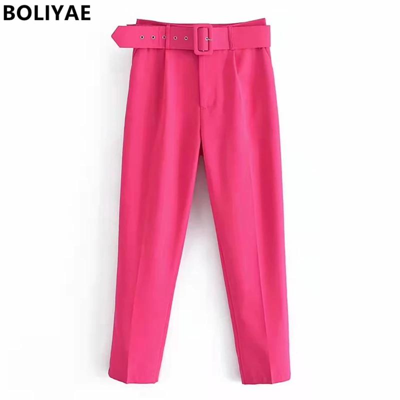 

Office 2021 Professional Plus Women Chic Fashion Office Wear Straight Pants Vintage High Waist Zipper Fly Female Trousers Mujer