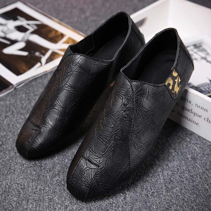 

Men's Leather Loafers Fashion Breathable Leather Slip-On Shoes British Trend Soft Comfortable Casual Flat Loafers For Men
