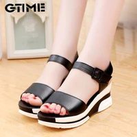 shoes woman summer fashion solid buckle peep toe flat bottomed muffin and platform sandals shoes woman sandals 2020sjpae 301