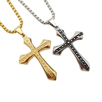 316l stainless steel christian cross pendant necklace religious vintage dotted cross necklace jewelry men