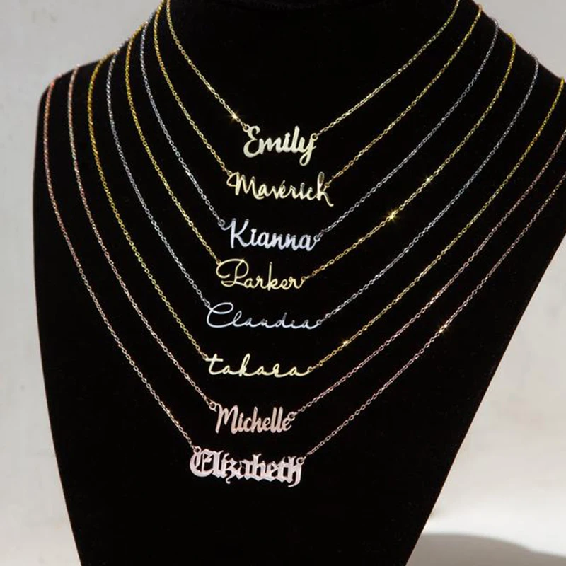 

Индивидуальное ожерелье из нержавеющей стали-ожерелье с именем-ожерелье с табличкой-именные украшения-Женское Ожерелье