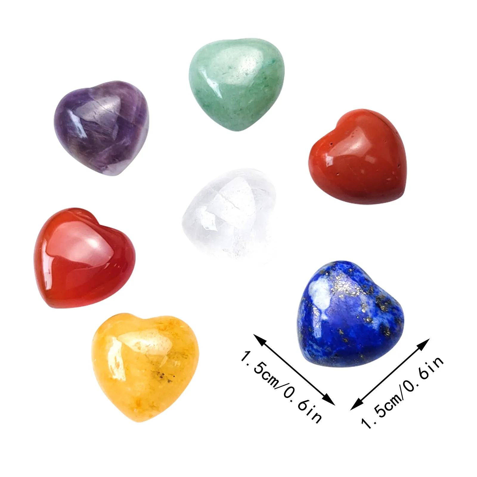 Natural 7 Chakra Energy Yoga Love Heart Shape Stone Set Reiki Healing Crystals Irregular Polished Meditation Jewelr Gift | Дом и сад