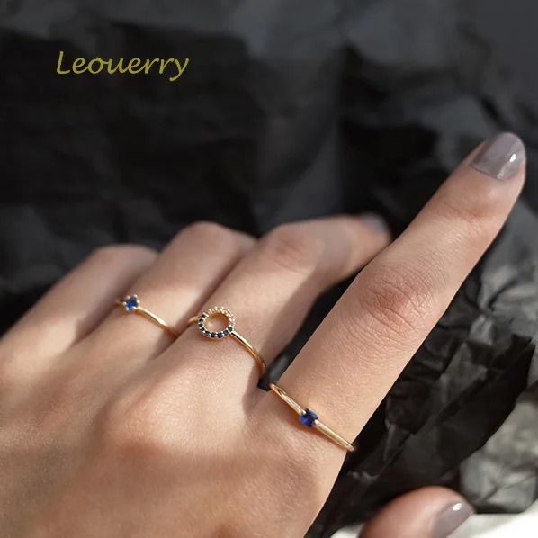 Leouerry 925 Стерлинговое Серебро геометрической формы синий циркон крошечные