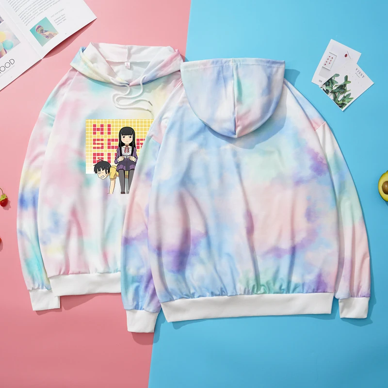 

Hi Score Girl Anime Print Hoodie Women Autumn Spring New Tie Dyed Sweatshirt Loose Casual Harajuku Kawaii Cartoon Sudaderas Tops