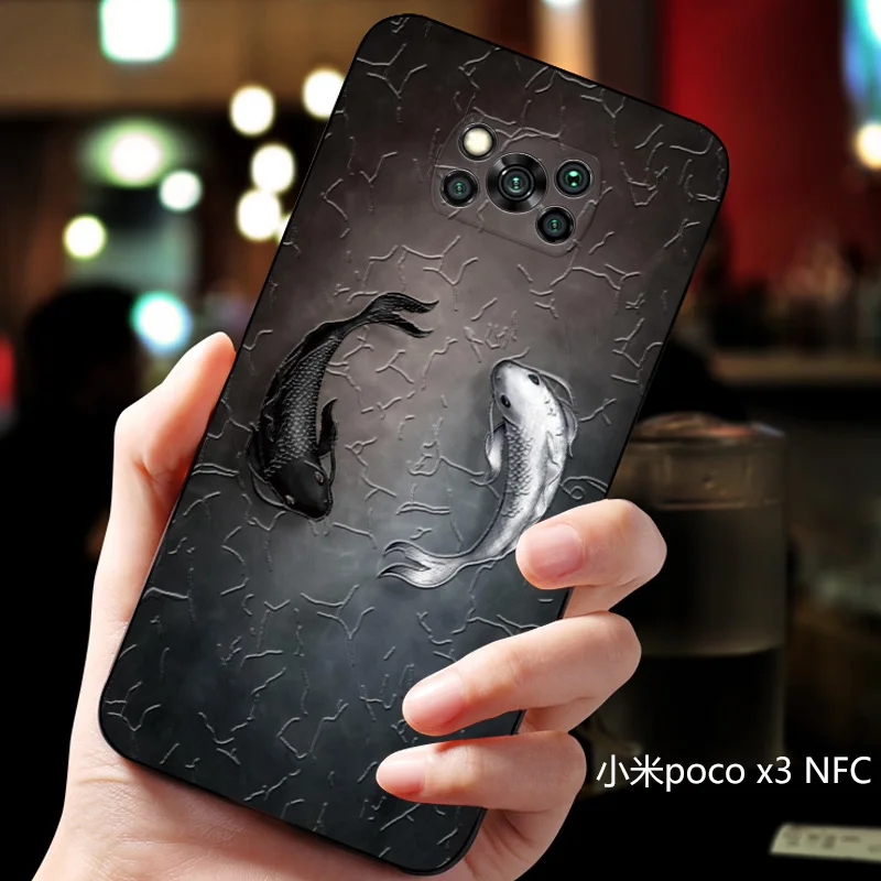 Чехол pocox3 с тиснением nfc Винтажный чехол в восточноазиатском китайском японском