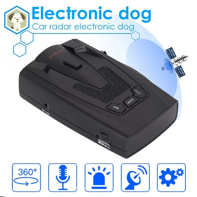 

STR-555 Auto Radar Detector Engels Russisch Thai Voice Auto Voertuig Snelheid Alert Alarm Waarschuwing X K Anti Radar Detector A