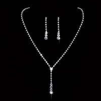 inspired celebrity style crystal long drop necklace earrings set women conjunto feminino bridal bridesmaid wedding jewelry sets