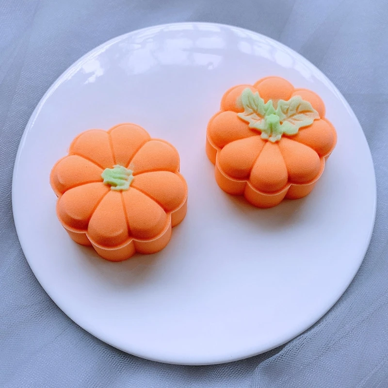

Round Pumpkin Hand Press 2 Stamps 65g Mooncake Mold Mid Autumn Festival DIY Hand-Pressure Decoration Cookie Baking Food Grade Ma