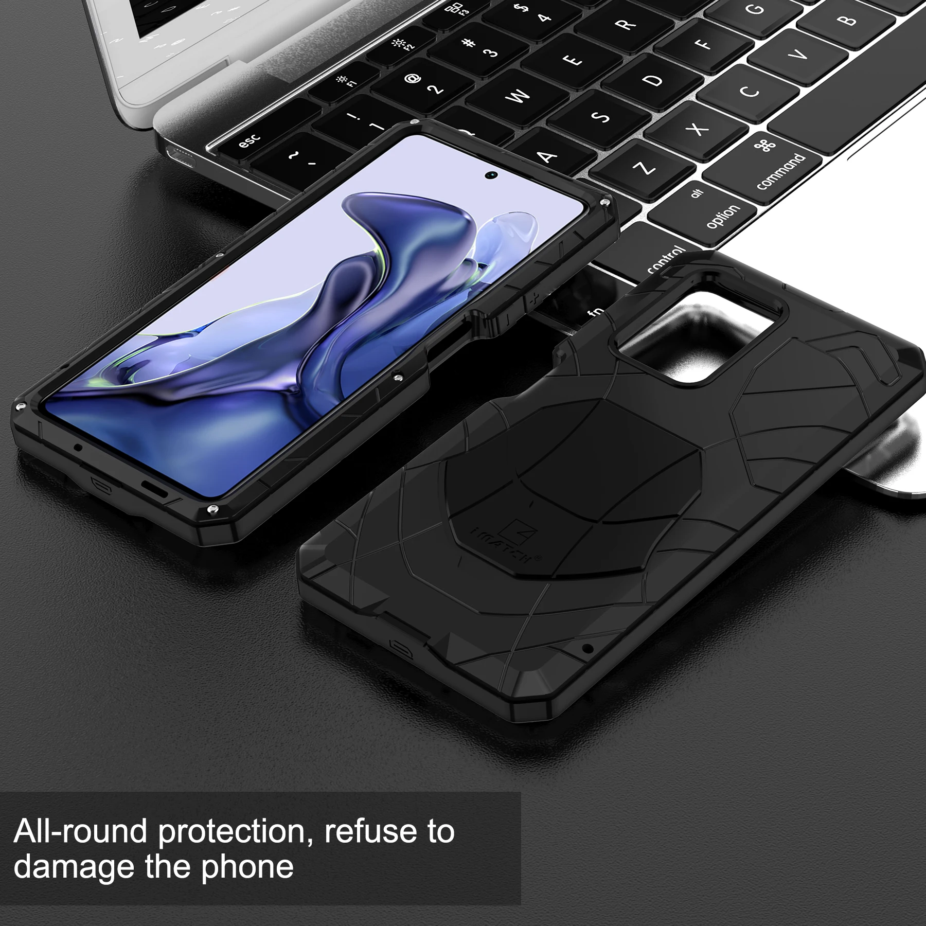 For  Xiaomi 11T Metal Heavy Duty Protection Cover Shockproof Dropproof Dustproof Mi 11T Pro Phone Case with Tempered Glass