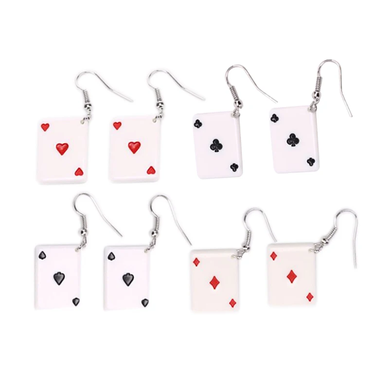 Креативные красные серьги для покера с сердцем Забавные милые серьги-капли