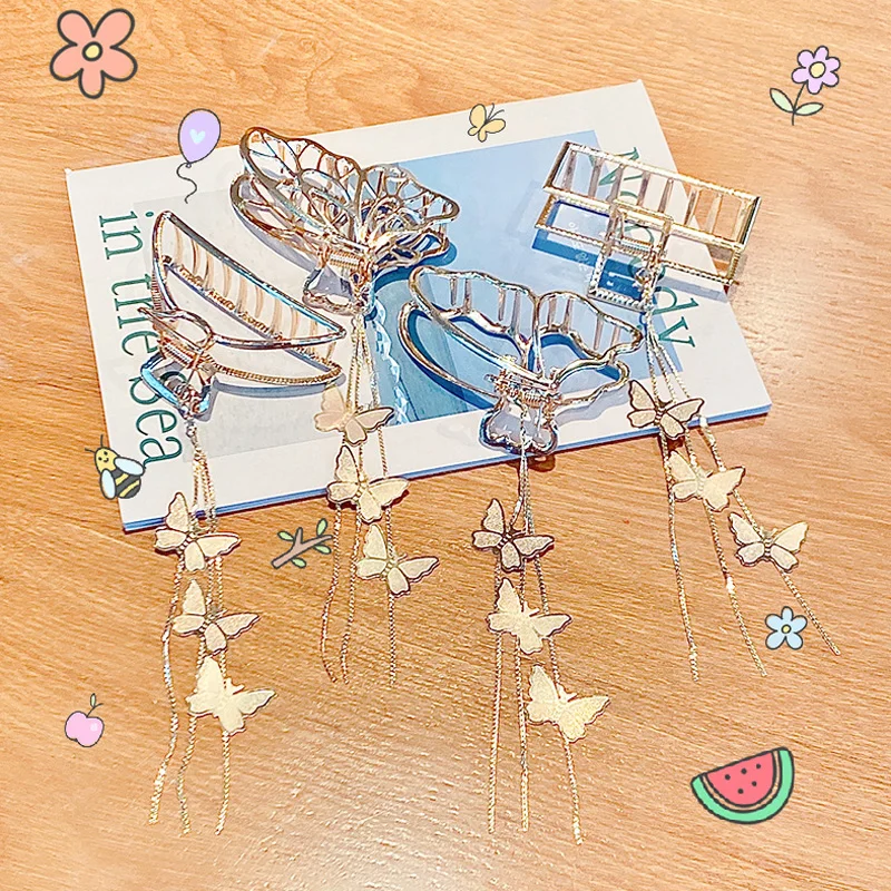 

1PC Retro Metal Hair grip Goth Butterfly Hair Clip Pendant Claws Barrettes Hair Jaw Grip Jewelry Styling Tools