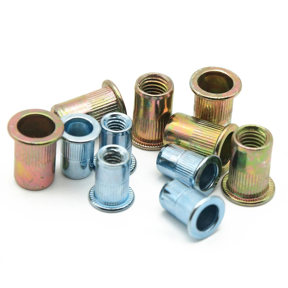 Оптовая продажа углеродистая сталь плоская головка заклепки гайка M3 M4 M5 M6 M8 M10 M12