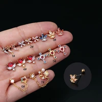 1pc 20g new cz colorful stud earrings for women helix labret piercing cartilage labret jewelry