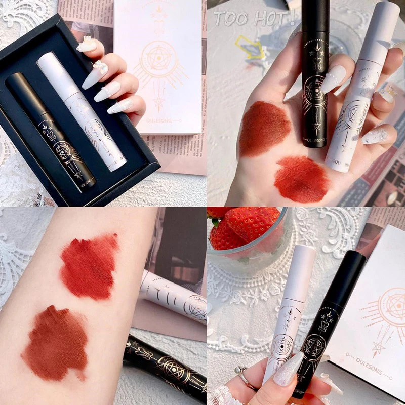 2 шт./компл. матовая губная помада глазури водостойкая стойкая Сексуальная не