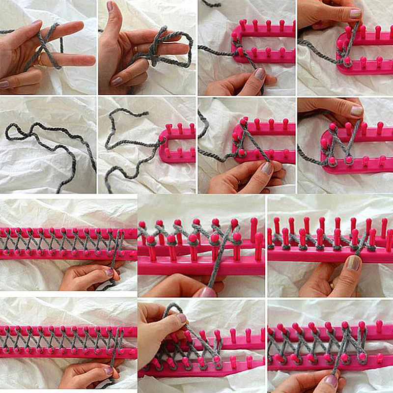 

1pcs DIY handmade woolen yarn hat sweater knitting device scarf bib hat rectangle send hook tool home wool crochet supplies