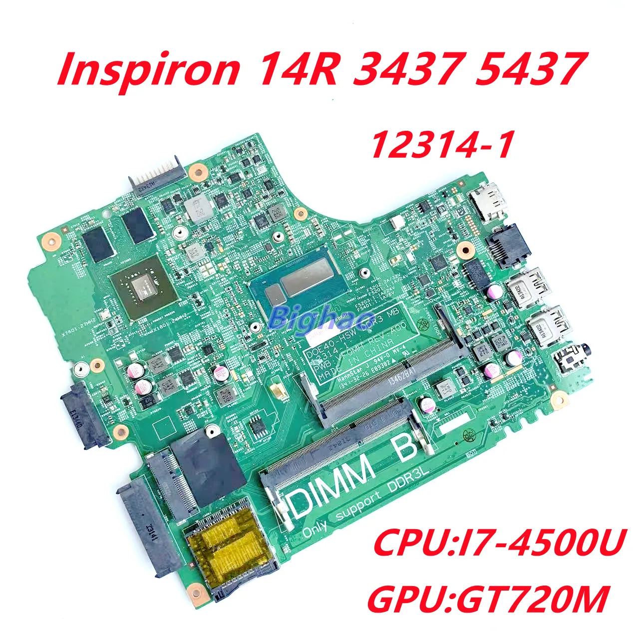 

Фонарь 12314-1 PWB:VF0MH для Dell Inspiron 14R 3437 5437, материнская плата с фонариком GT720M, фонарь YFVC4