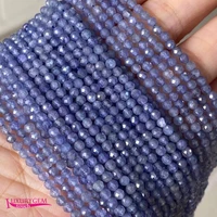 natural tanzanites stone loose small beads high quality 2mm 3mm faceted round shape diy gem jewelry accessories 38cm wk353