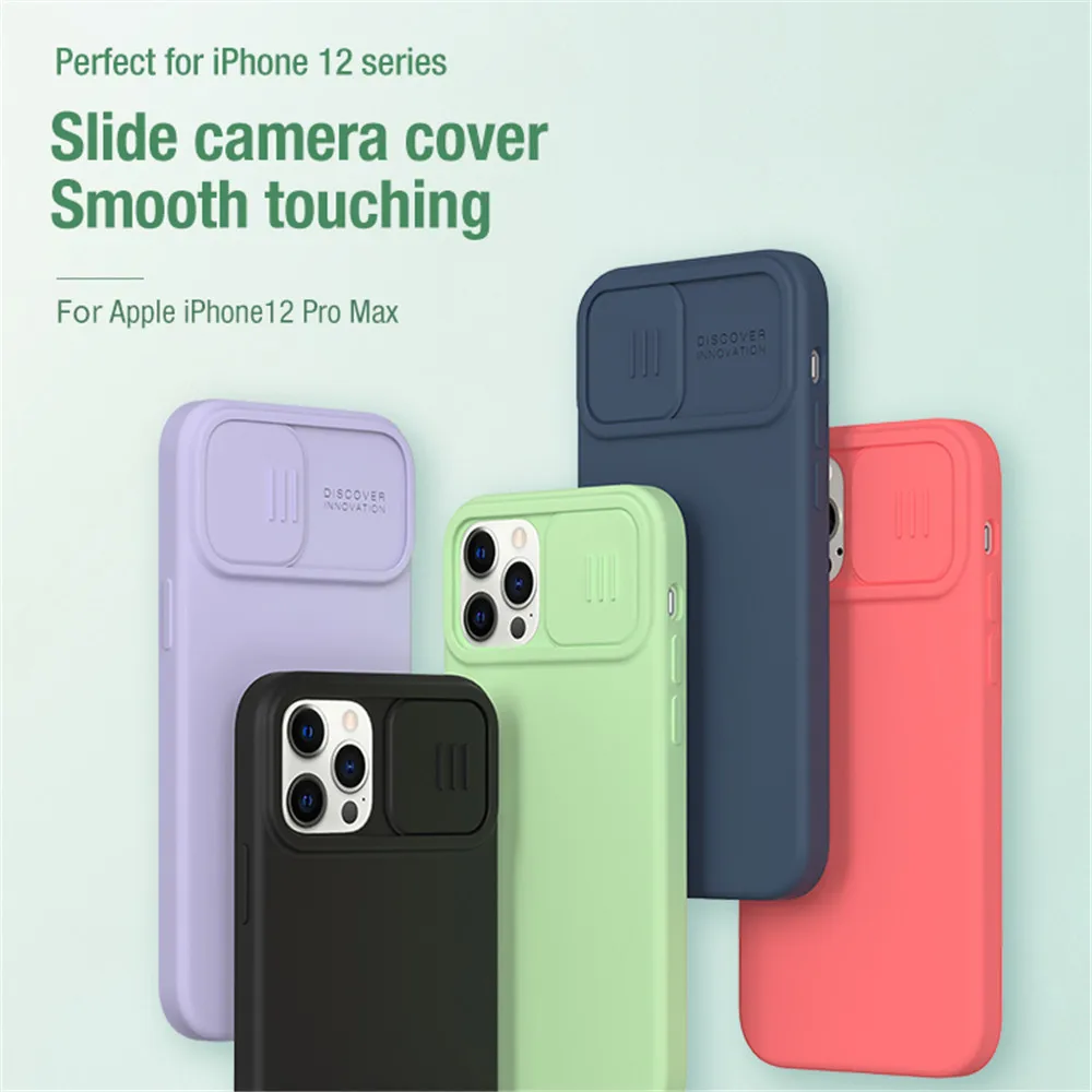 For Apple iPhone 12 Pro Max NILLKIN CamShield Silky Silicone Case Camera Protection Slide Cover Back Shell