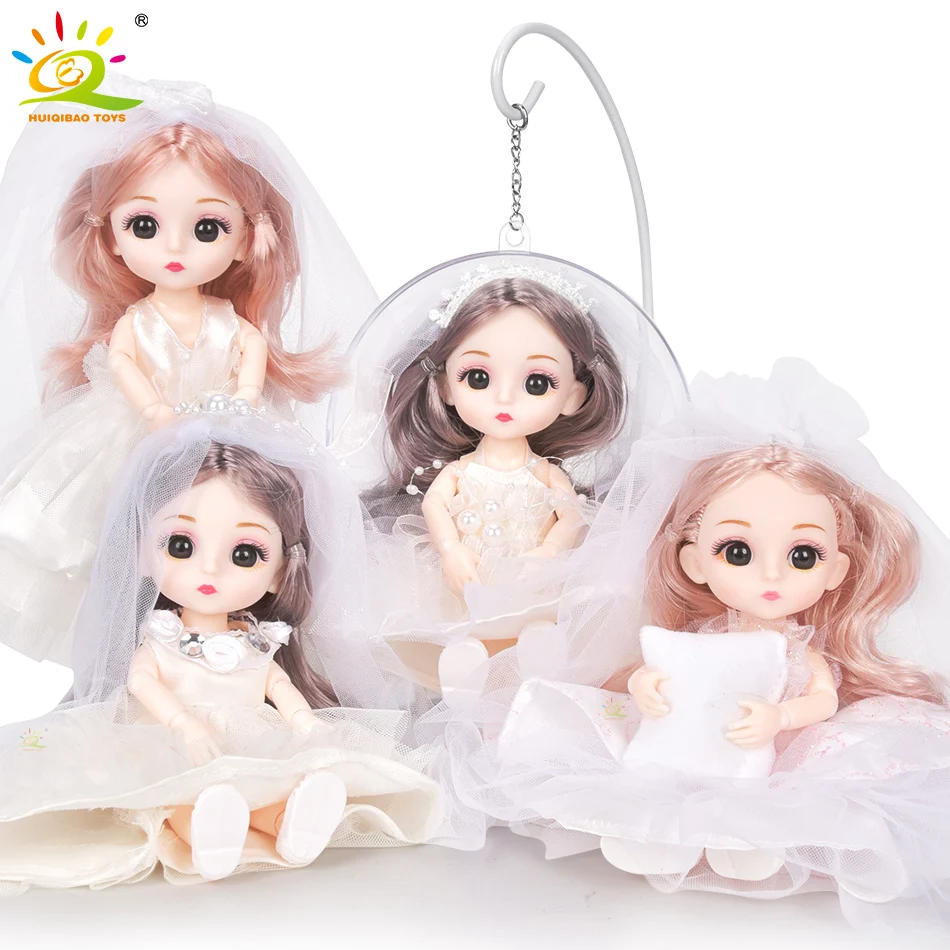 6pcs 5.9inch 13 Moveable Fashion bjd Boneca Dolls Joint body Ball Jointed Reborn Wedding Dress Make Up Dolls Toys Gift For Girls