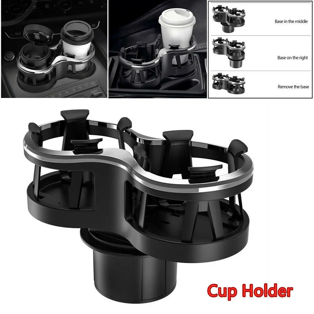 

2 in 1 Car SUV Truck Cup Drinking Bottle Holder Organizer Box Adjustable Double Hole Car Cup Holder