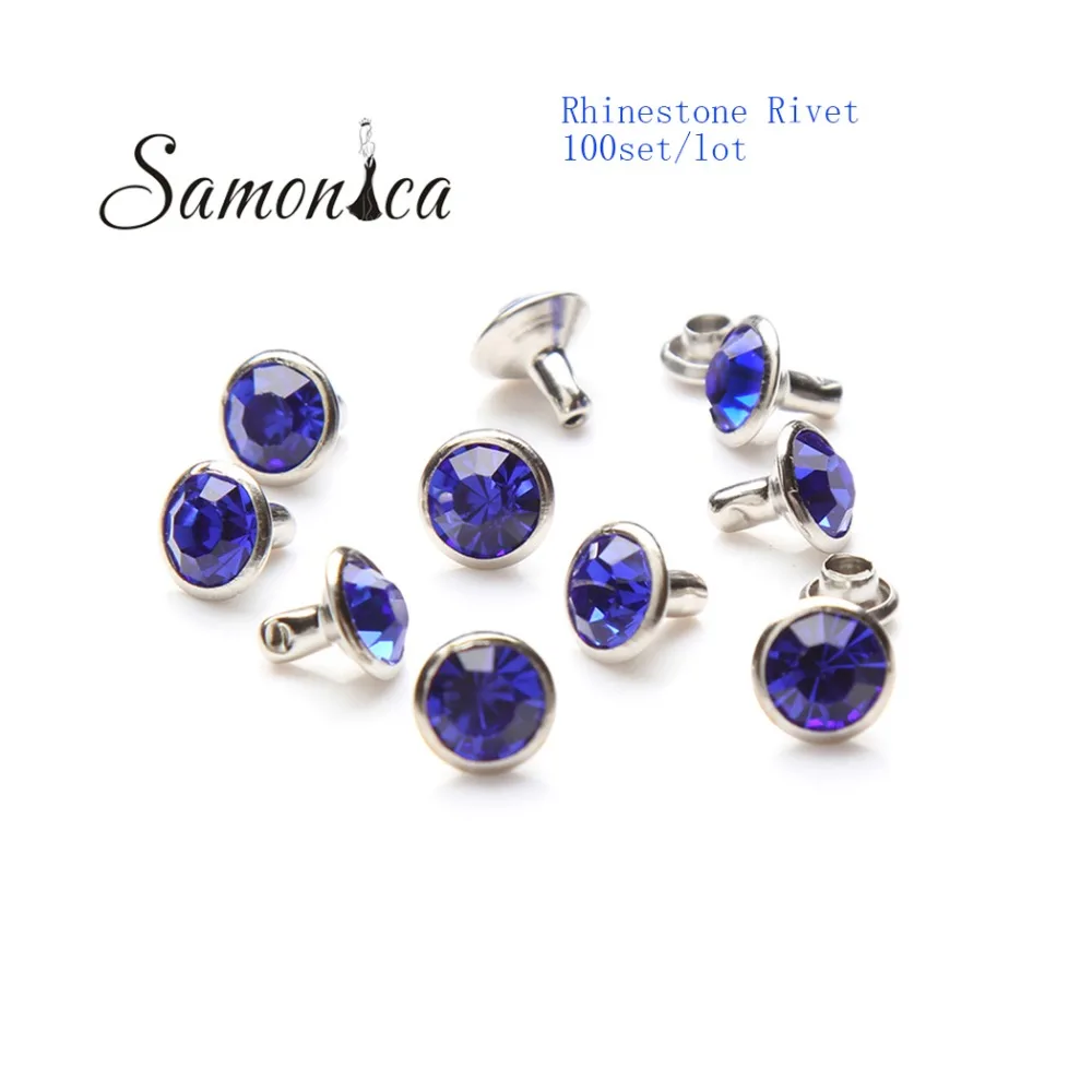 100 набор 8 мм Королевский Синий A +++ медный бриллиант заклепки из горного хрусталя