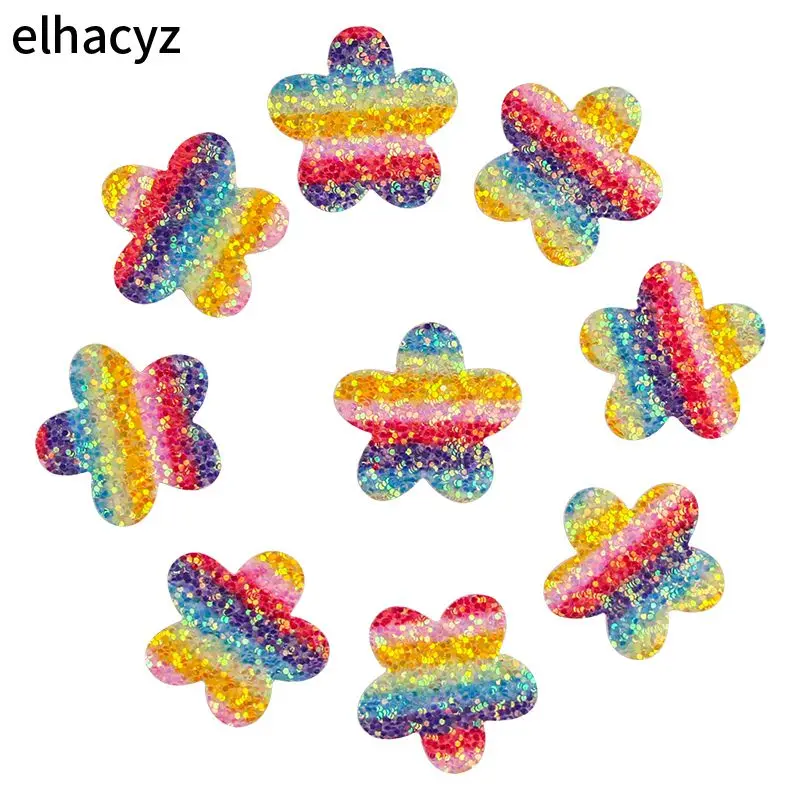 30 шт./лот 3 см радужные цвета блестящие войлочные звездочки прокладки для поделок