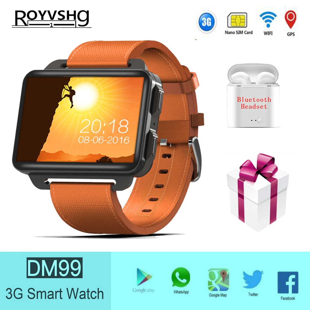 Dm99 Смарт часы для мужчин 2 дюймов 1200 мАч батарея Bluetooth пульсометр GPS карты Smartwatch