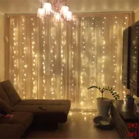 New Year 3M x 3M Outdoor Curtain Icicle 300LED String Lights 8 Modes Fairy Garland Home For Christmas Holiday Wedding Party