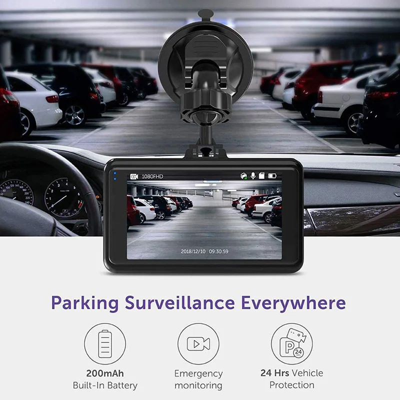VEHEMO 1080P Mini 3 дюймов Видеорегистраторы для автомобилей Камера 140 градусов вращение
