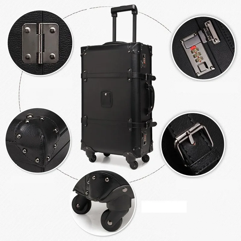 Ретро дизайн высокое качество 20/24 дюймов крепкий и прочный чемодан на колесиках