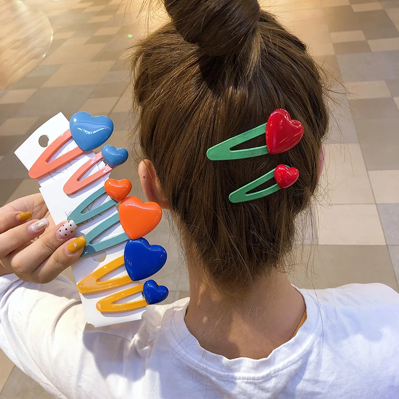 

60set/lot 2pcs/set Love Heart Side Hair BB Clip Cartoon Hairpins Hair Accessories HA1117
