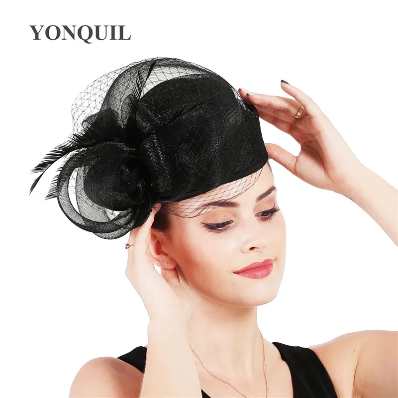 Высокое качество Красный Kenducky шляпы Котелки с вуали для торжественного случая