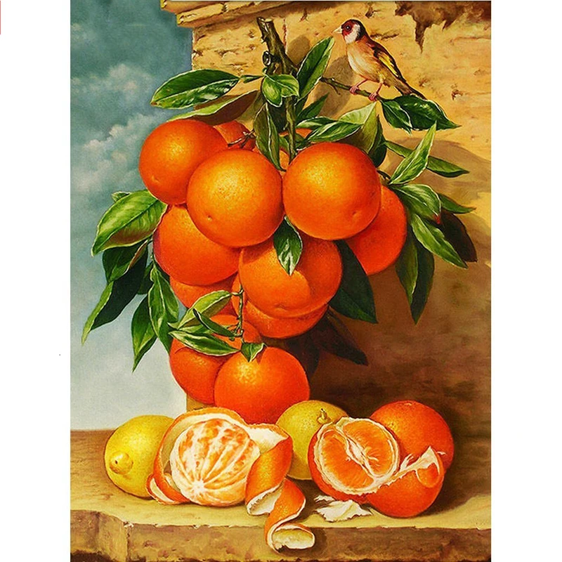 Full Drill Diamond Embroidery Fruits 5D DIY Mosaic Diamond Painting Cross-stitch Orange Rhinestone Home Decor Love Gift