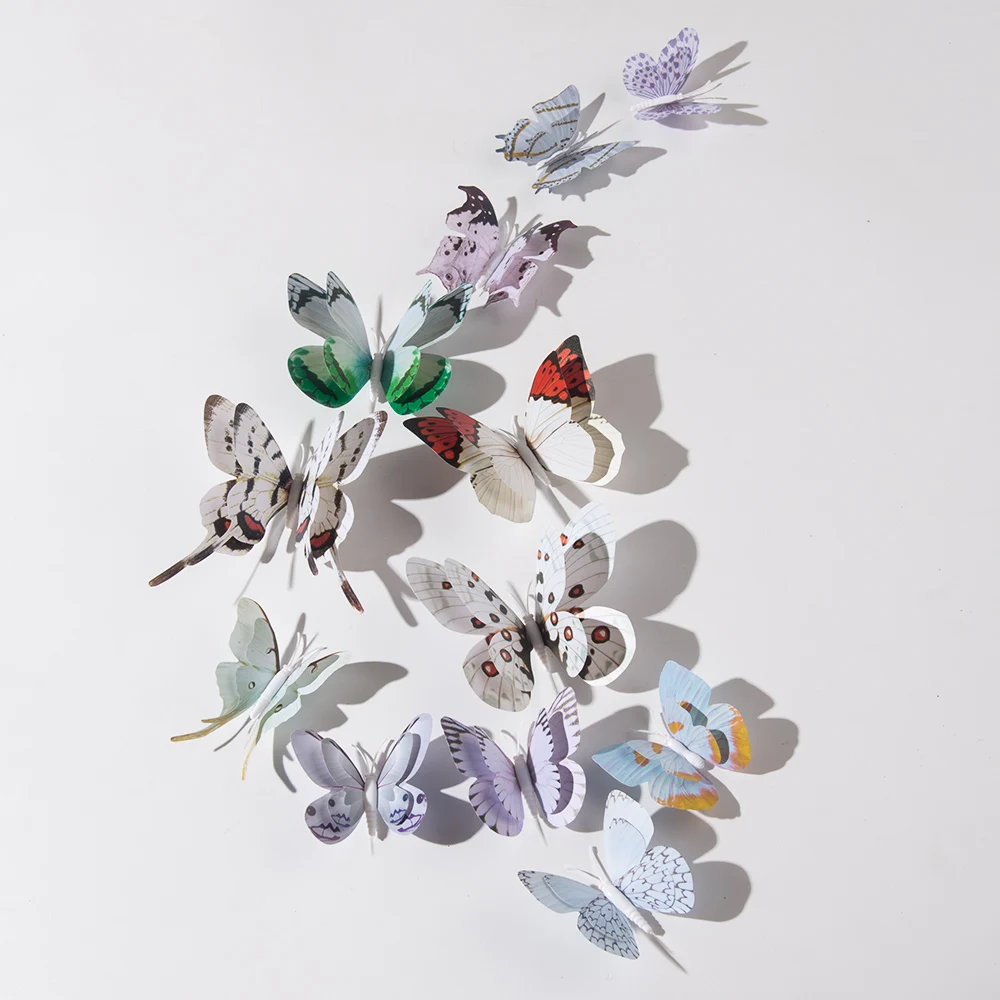 12 шт. 3D наклейки бабочки украшение для дома настенная наклейка на холодильник