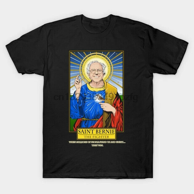 Bernie Sander Saint The Fighter Vote For Funny Black S 6XL|Мужские футболки| |
