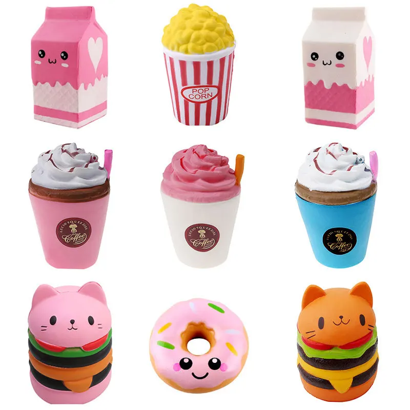 

Popcorn Cake Donut Squishy Slow Rising Squeeze Toys PU Simulation Snack Stress Stretch Kids Toy Party Birthday Festival Gift