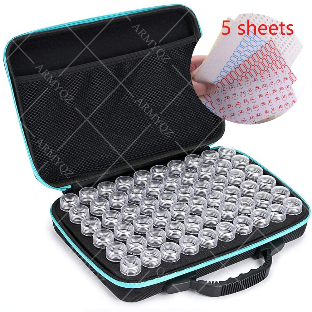 

2020 new 60 Bottles Diamond Painting Box Tool Container Storage Box Carry Case Holder Hand Bag 4 orders