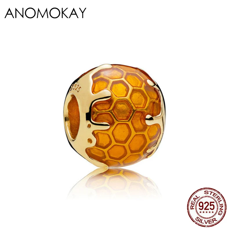 Anomookay, Стерлинговое Серебро 925 пробы, смешанный стиль, золотой цвет, подвески, подвеска из бисера, подходит для браслета Пандора, лучший сделай сам, ювелирное изделие, подарок