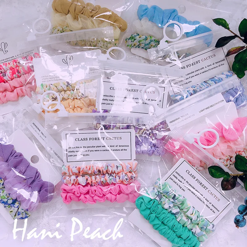 Оптовая продажа женские резинки для волос из сетчатой пряжи с цветами модные