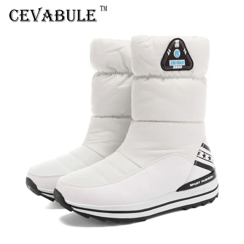 

CEVABULE/новые женские на Плоском Каблуке повседневные ботинки обувь для родителей и детей короткие сапоги до середины икры с толстым мехом для...