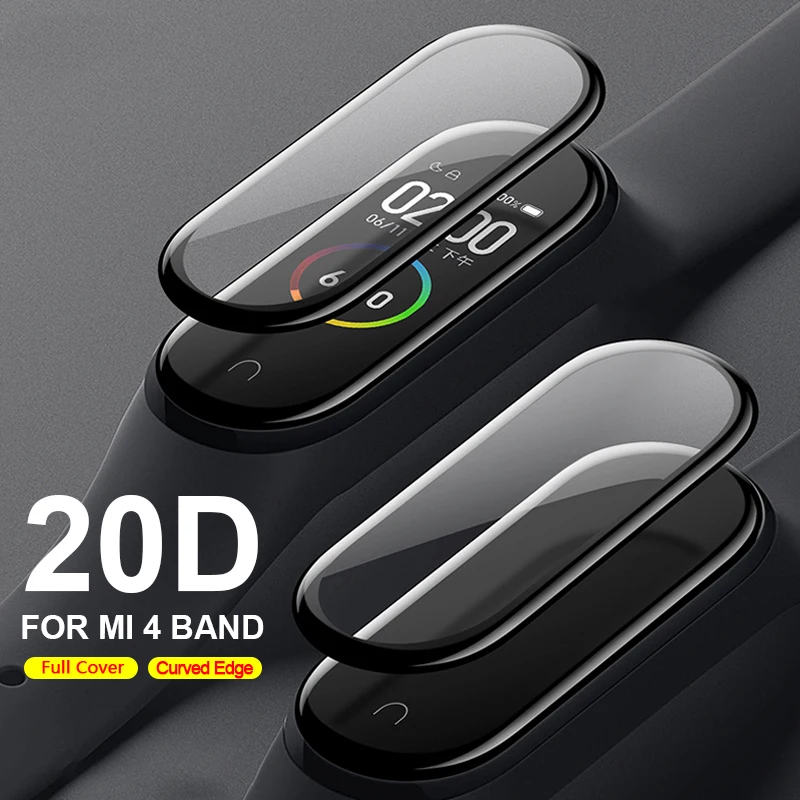 20D Защитная пленка с закругленными краями для Xiaomi mi Band 4 из стекла устойчивая к