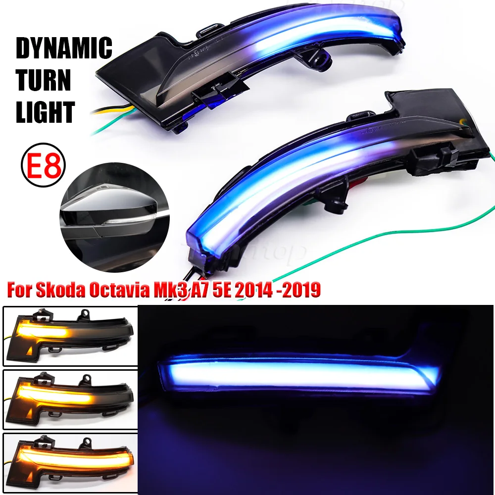 

For Skoda Octavia Mk3 A7 5E 2013 -2019 LED Side Wing Rearview Mirror Indicator Blinker Repeater Dynamic Turn Signal Light Lamp