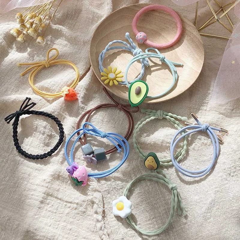 2019 двойные эластичные резинки для волос лента с фруктами головные уборы девочек