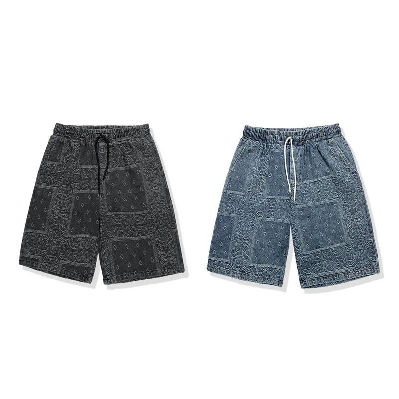 

Sun- 99 Short Pants Man Summer New Cashew Print Fashion Loose Oversize Casual Shorts Denim Shorts 2021 Men's Pants