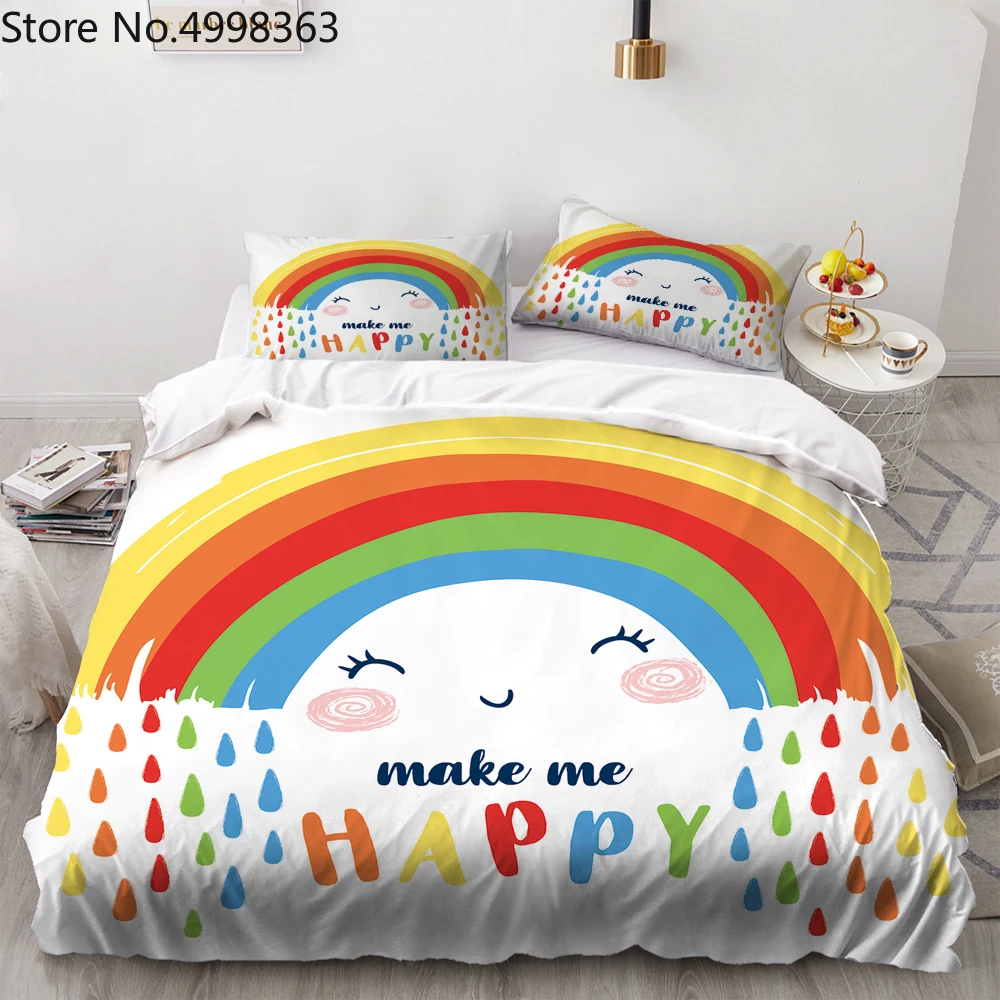 Детский комплект постельного белья из микрофибры с рисунком радуги набор